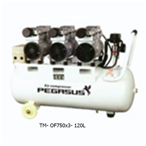 MÁY NÉN KHÍ KHÔNG DẦU,GIẢM ÂM PEGASUS TM- OF750x3- 120L