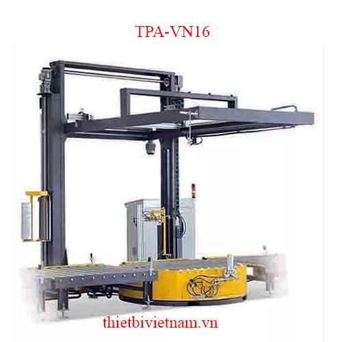 Máy quấn màng nội tuyến tích hợp bộ phận phủ màng trên Model TPA-VN16