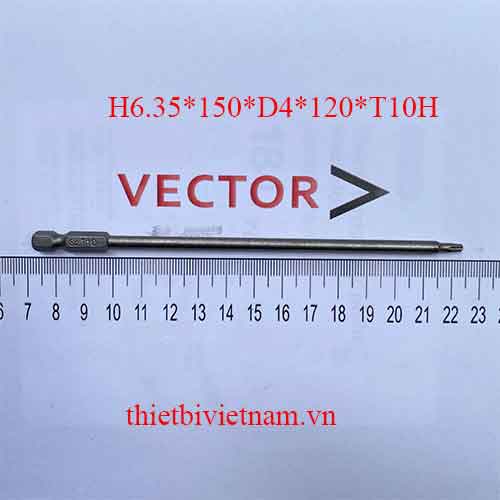 Mũi vặn vít 6.35 ra hoa thị T10 có lỗ H6.35*150*D4*120*T10H