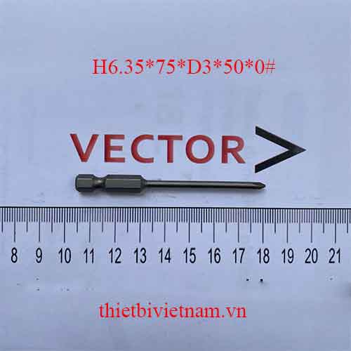 Mũi vặn vít bốn cạnh +0 H6.35*75*D3*50*0#