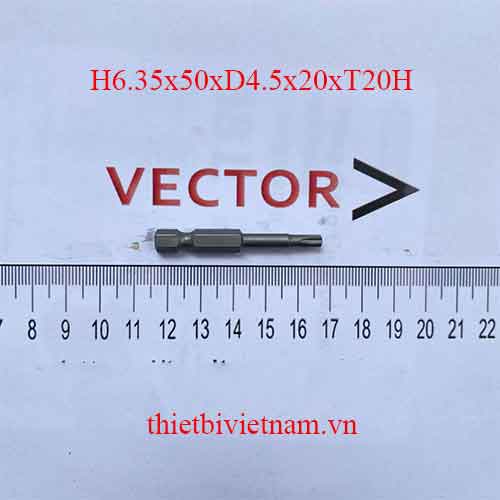 Mũi vặn vít hoa mai T20 có lỗ H6.35x50xD4.5x20xT20H