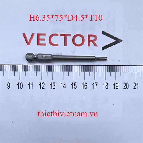 Mũi vặn vít hoa thị T10 dài 75 H6.35*75*D4.5*T10