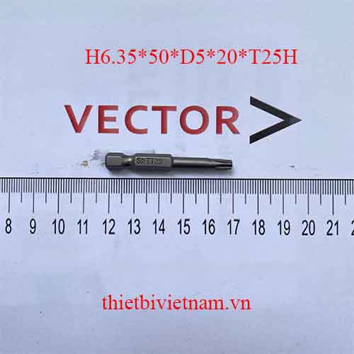 Mũi vặn vít hoa thị T25 có lỗ dài 50 H6.35*50*D5*20*T25H