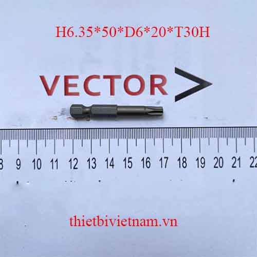 Mũi vặn vít hoa thị T30 có lỗ H6.35*50*D6*20*T30H 