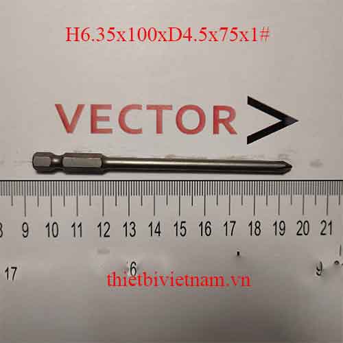 Mũi vặn vít lục giác 6.35 dài 100, thu nhỏ xuống tròn phi 4.5 dài 75, cỡ mũi 1# H6.35x100xD4.5x75x1# 