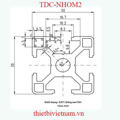 NHÔM ĐỊNH HÌNH 30X30 LOẠI 1 MODEL TDC-NHOM2