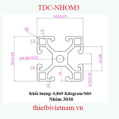 NHÔM ĐỊNH HÌNH 30X30 LOẠI 2 MODEL TDC-NHOM3