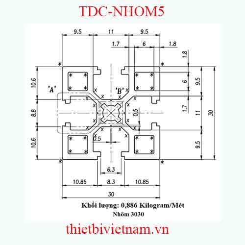 NHÔM ĐỊNH HÌNH 30X30 LOẠI 4 MODEL TDC-NHOM5