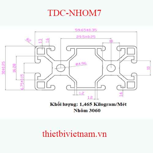 NHÔM ĐỊNH HÌNH 30X60 LOẠI 2 MODEL TDC-NHOM7