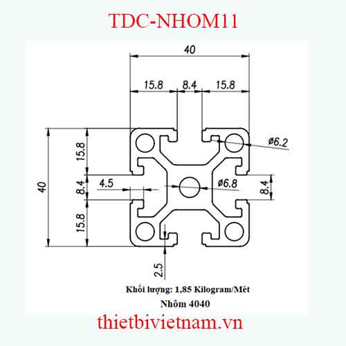 NHÔM ĐỊNH HÌNH 40X40 LOẠI 2 MODEL TDC-NHOM11