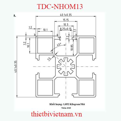 NHÔM ĐỊNH HÌNH 40X40 LOẠI 4 MODEL TDC-NHOM13