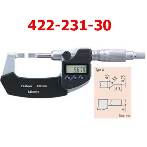 Panme điện tử đo rãnh 25-50mm x 0.001 kiểu A 422-231-30