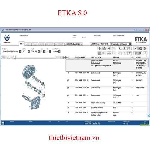 Phần Mềm Tra Cứu Phụ Tùng Chuyên Hãng Audi/Volkswagen/ ETKA 8.0
