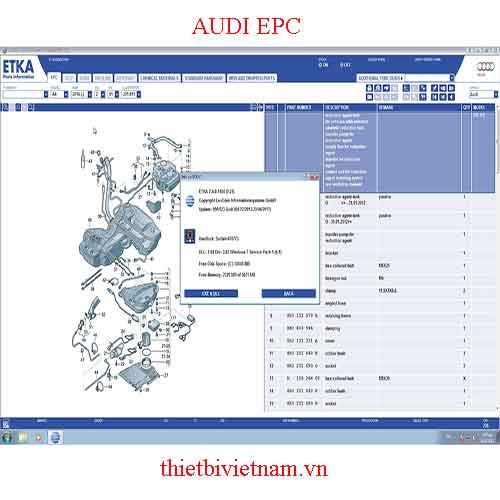 Phần mềm tra mã phụ tùng AUDI EPC
