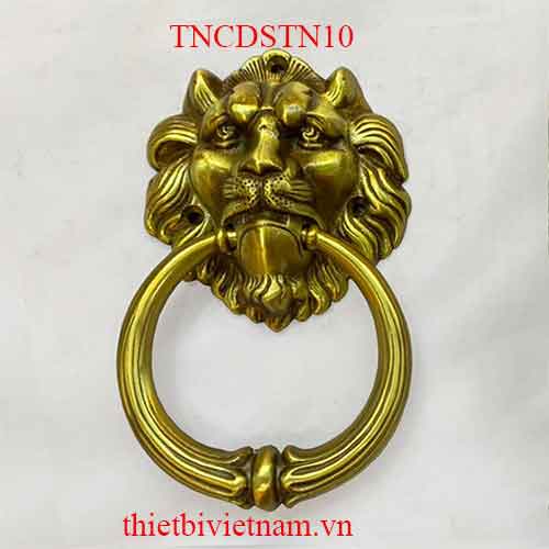 Tay nắm cửa đầu sử tử bằng đồng PVD vàng nhỏ 10cm TNCDSTN10