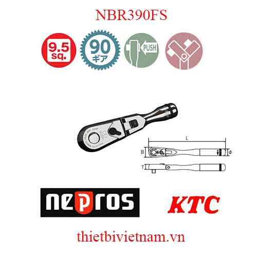 Tay xiết ốc 3/8 inch gật gù Nepros NBR390FS