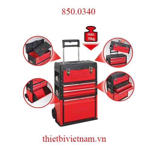 Thùng đựng dụng cụ đồ nghề di động 3 hộp tách rời KS Tools 850.0340