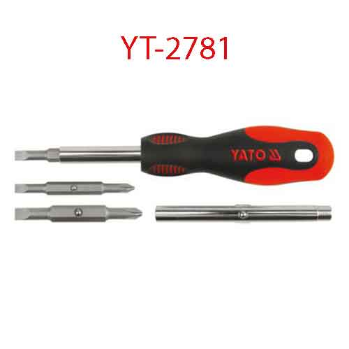 Tô vít 6 đầu có nam châm (-) 5mm+6mm (+) PH1+PH2 (*) 6mm+8mm YATO YT-2781