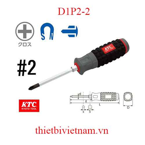 Tô vít cán cao su hãng KTC D1P2-2