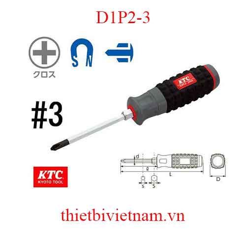 Tô vít cán cao su hãng KTC D1P2-3