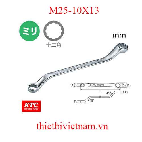 Tròng 2 đầu dài hãng KTC M25-10X13