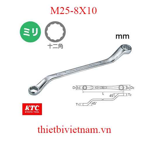 Tròng 2 đầu dài hãng KTC M25-8X10