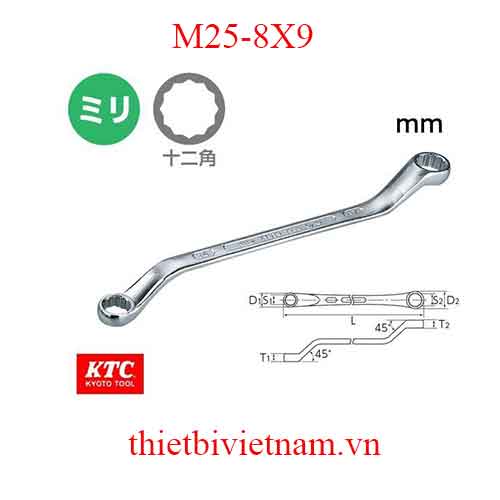 Tròng 2 đầu dài hãng KTC M25-8X9