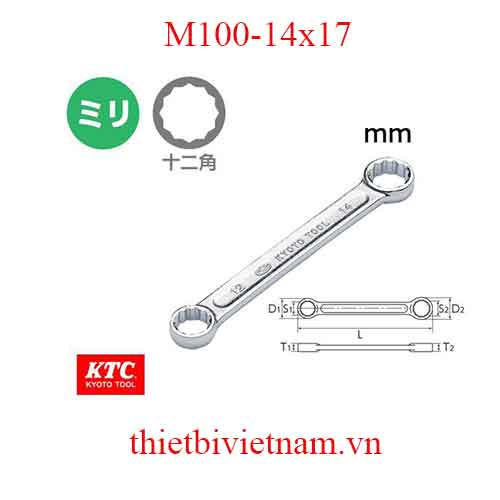 Tròng 2 đầu thẳng hãng KTC M100-14x17