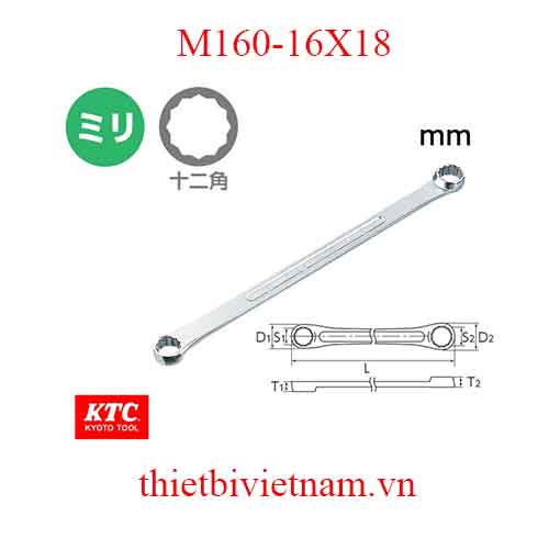 Tròng 2 đầu thẳng hãng KTC M160-16X18
