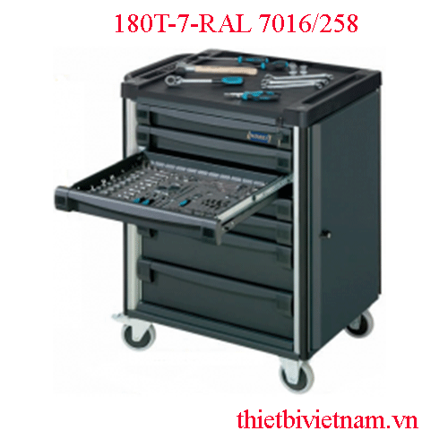 Tủ đồ nghề 7 ngăn với 258 chi tiết Hazet 180T-7-RAL 7016/258