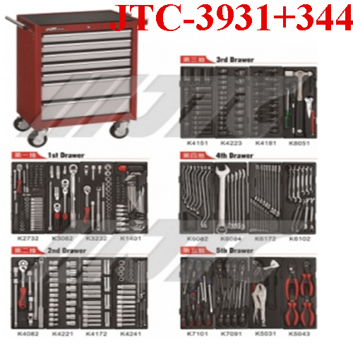 Tủ đồ nghề và bộ đồ nghề 344 chi tiết chuyên dụng JTC-3931+344