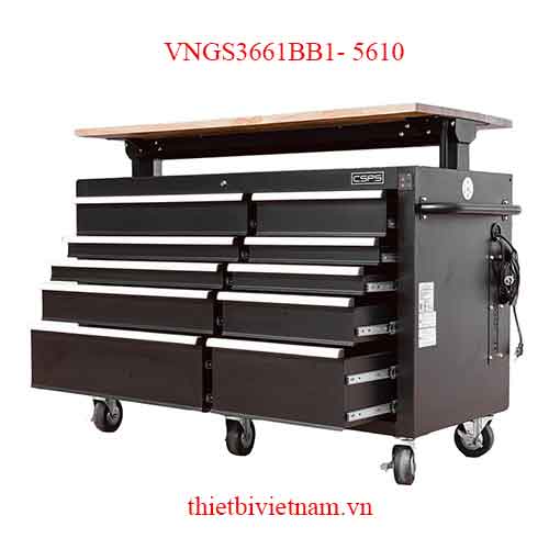Tủ dụng cụ 10 ngăn đen cao cấp điều chỉnh chiều cao điện tử CSPS VNGS3661BB1- 5610