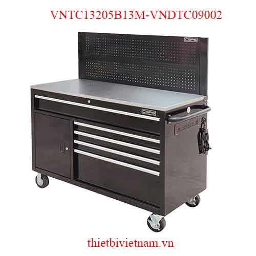 Tủ dụng cụ CSPS 132cm - 05 hộc kéo màu đen kèm vách lưới VNTC13205B13M-VNDTC09002