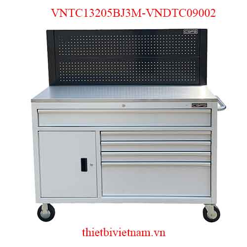 Tủ dụng cụ CSPS 132cm - 05 hộc kéo màu trắng kèm vách lưới  VNTC13205BJ3M-VNDTC09002