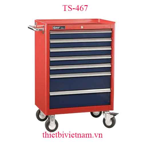 TỦ ĐỰNG DỤNG CỤ KHÔNG CHỨA ĐỒ 7 NGĂN TAY KÉO KIM LOẠI CÓ BÁNH XE TS-467