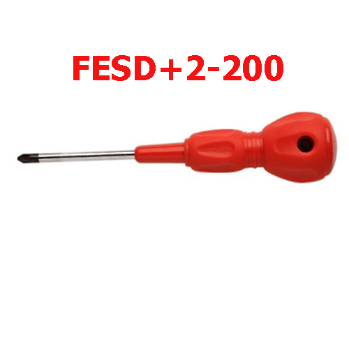 Tua vít cách điện 4 cạnh (+)2x200mm ĐỎ FESD+2-200