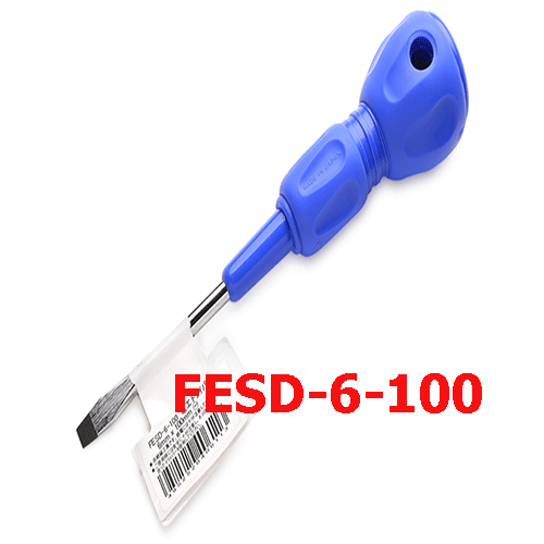 Tua vít cách điện dẹp (-)6x100mm XANH FESD-6-100