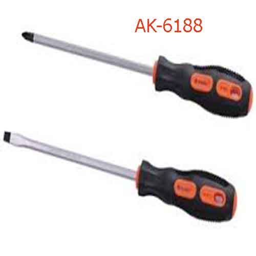 Tua vít thép cán cao su đen cam AK-6188
