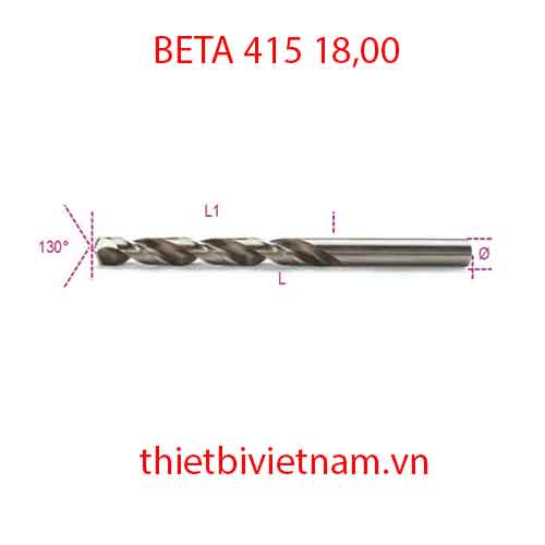 TWIST DRILLS CYLINDR. HSS-CO BETA MODEL 415 18,00