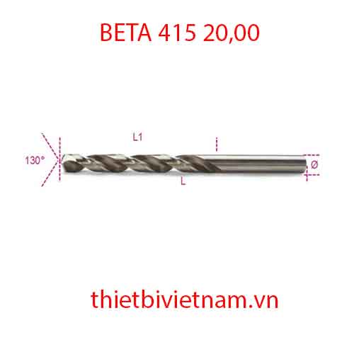 TWIST DRILLS CYLINDR. HSS-CO BETA MODEL 415 20,00