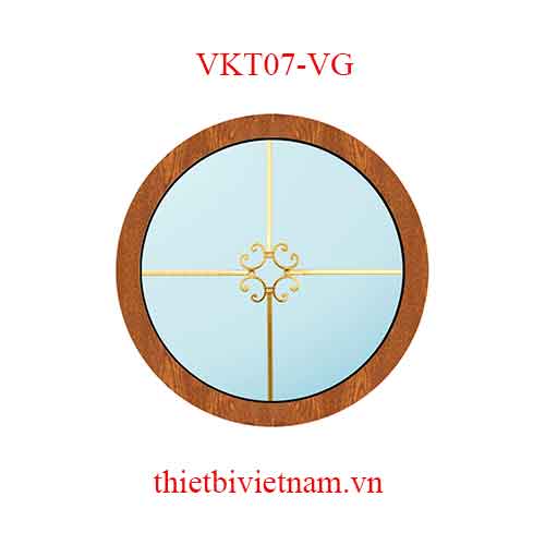 Vách kính VKT07-VG khung nhôm tròn màu vân gỗ