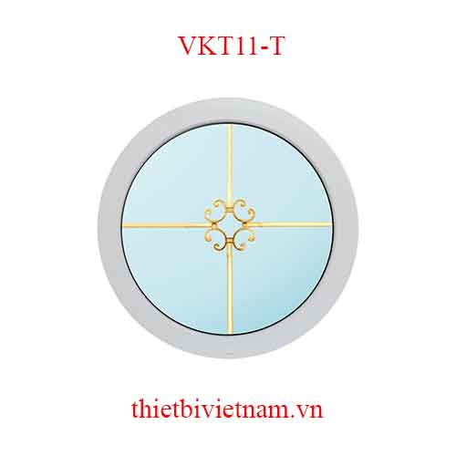 Vách kính VKT11-T khung nhựa uPVC tròn màu trắng