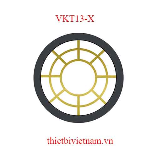 Vách kính VKT13-X khung nhôm xám hoa văn tròn vàng