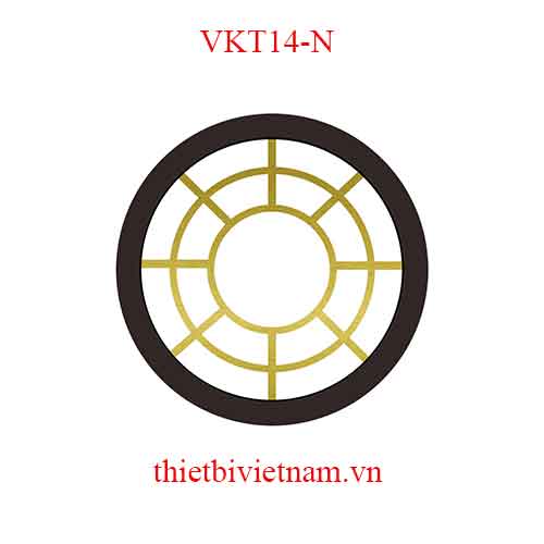 Vách kính VKT14-N khung nhôm nâu hoa văn tròn vàng
