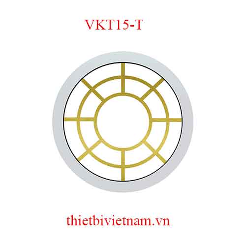 Vách kính VKT15-T khung nhôm trắng hoa văn tròn vàng