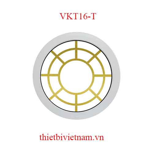 Vách kính VKT16-T khung nhựa uPVC trắng hoa văn tròn vàng