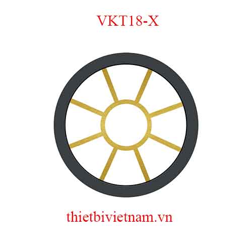 Vách kính VKT18-X tròn nhôm xám hoa văn tròn vàng