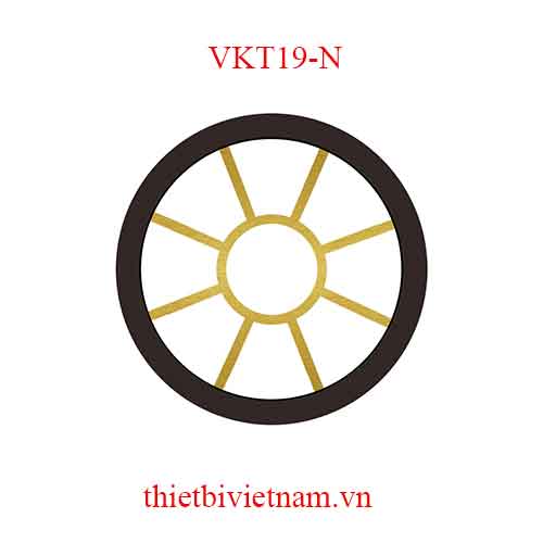 Vách kính VKT19-N tròn nhôm nâu hoa văn tròn vàng