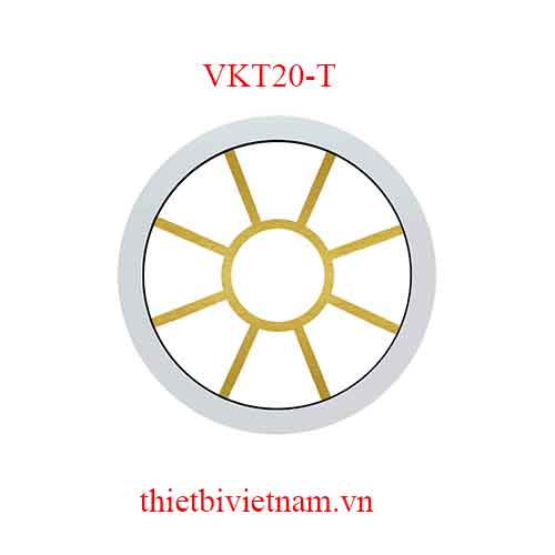Vách kính VKT20-T tròn nhôm trắng hoa văn tròn vàng