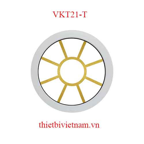 Vách kính VKT21-T tròn nhựa uPVC trắng hoa văn tròn vàng